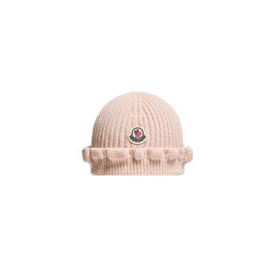 Moncler Kids' Bonnet En Laine Et Cachemire À Bordure Volantée, Filles, Rose, Taille: Xs In Neutral