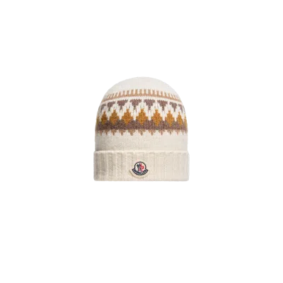 Moncler Kids' Bonnet En Laine Jacquard Et Cachemire Mélangés, Garçons, Blanc, Taille: 3xs In White