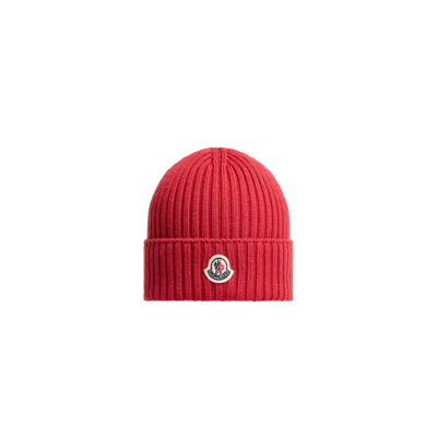 Moncler Kids' Bonnet En Laine In Red