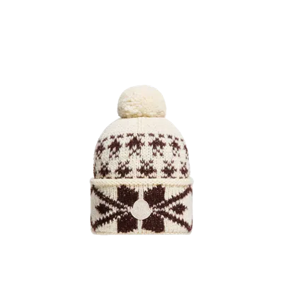Moncler Bonnet En Maille Jacquard, Femme, Blanc, Taille: Uni