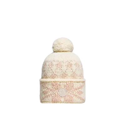 Moncler Bonnet En Maille Jacquard, Femme, Blanc, Taille: Uni