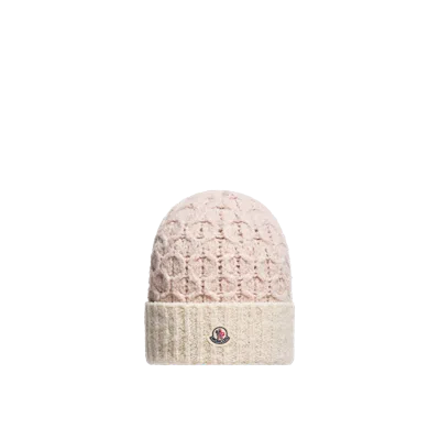 Moncler Bonnet En Mélange De Laine Moulinée Torsadée, Femme, Rose, Taille: Uni