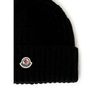 Moncler Bonnet Tricot En Laine Et Cachemire In Black