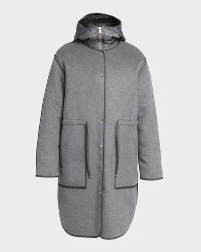 Moncler Bonrepos 3-in-1 Cashmere-blend Long Coat In Charcoal