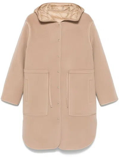 Moncler Women's Camel Cloth Jacket With Hood In Tan