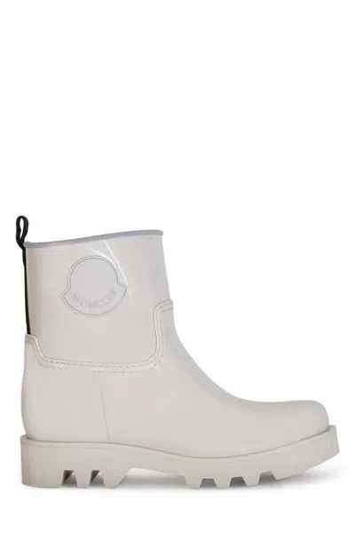 Moncler High-shine Finish Ankle Boots In White