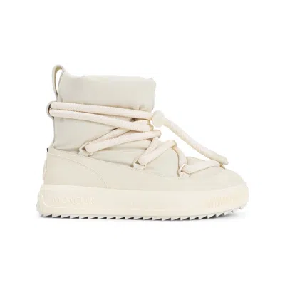 Moncler Light Beige Logo Boots In Neutral