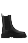 Moncler Black Leather Aurea Chelsea Ankle Boots In Black