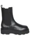 Moncler Black Leather Aurea Chelsea Ankle Boots In Black