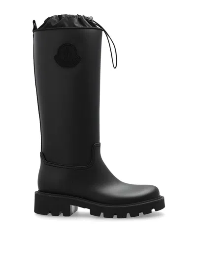 Moncler Rubber Kickstream Boots With Drawstring In Black