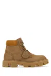 Moncler Camel Suede Peak City Ankle Boots In Brown