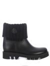 Moncler Larue Ribbed-knit Leather Boots In Nero
