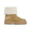 Moncler Suede And Shearling Ankle Boots In Brown