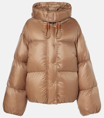 Moncler Borey 2-in-1 Nylon Down Jacket In Beige