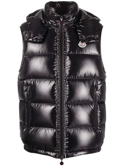 Moncler Bormes Nylon Laquè Down Vest In Blue