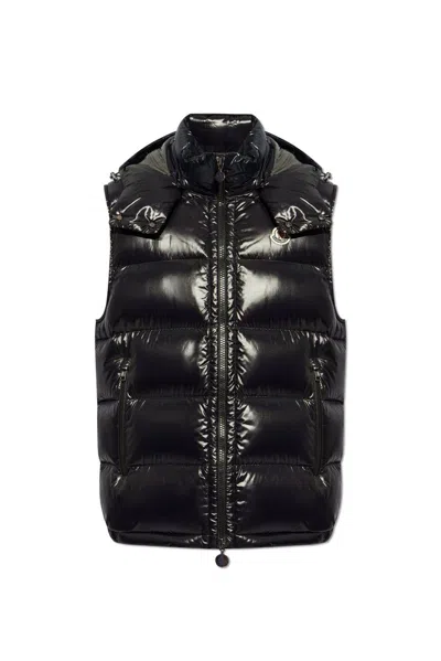 Moncler High-shine Padded Gilet In Black