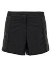 Moncler Combination Panel Active Shorts With Classic Button Closure In Black