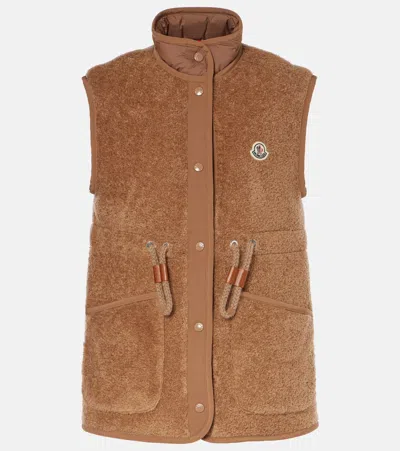 Moncler Bost Teddy Down Vest In Beige