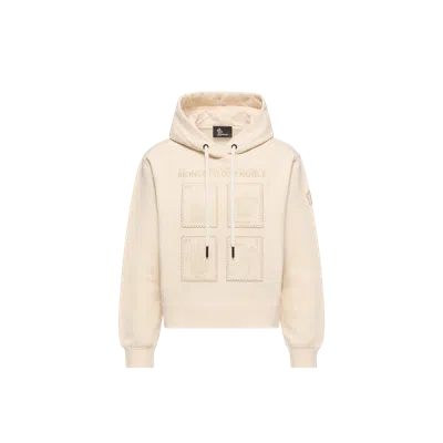 Moncler Botanical Patches Cotton Hoodie In Neutral