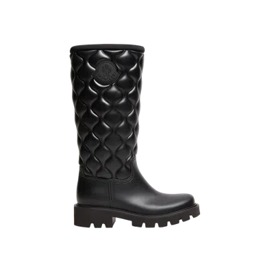 Moncler Kickstream High Rain Boots, Women, Black, Size: 39