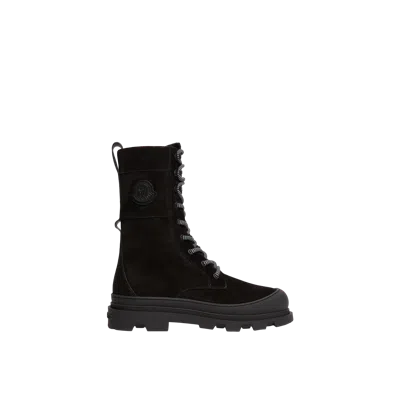 Moncler Bottes En Daim Et Shearling À Lacets Vera High, Femme, Noir, Taille: 36 In Black