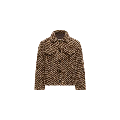 Moncler Kids' Bouclé Blend Shirt Jacket, Girls, Brown, Size: 10y