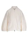Moncler Bouclé Bomber Jacket In White