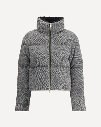 Moncler Bouclé Careil Short Down Jacket In Wool In Gray