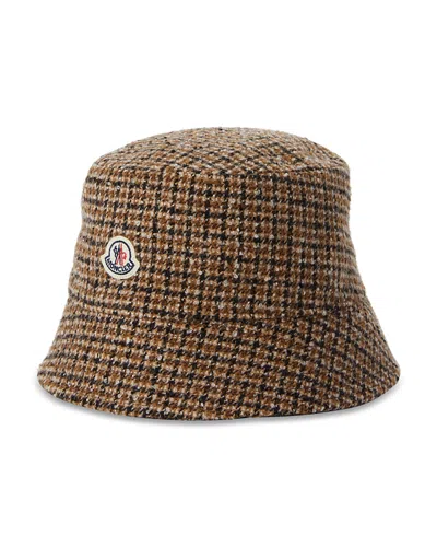 Moncler Boucle Check Bucket Hat In Brown