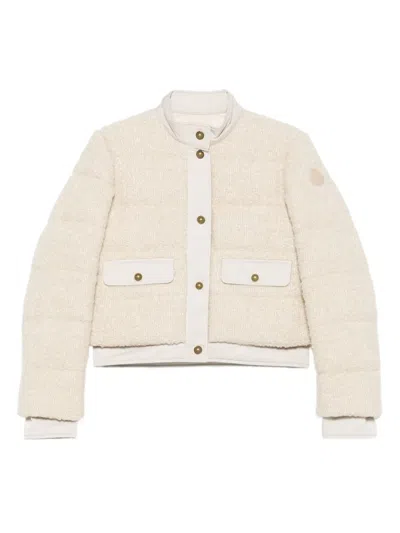 Moncler Bouclé Down Jacket In Neutral