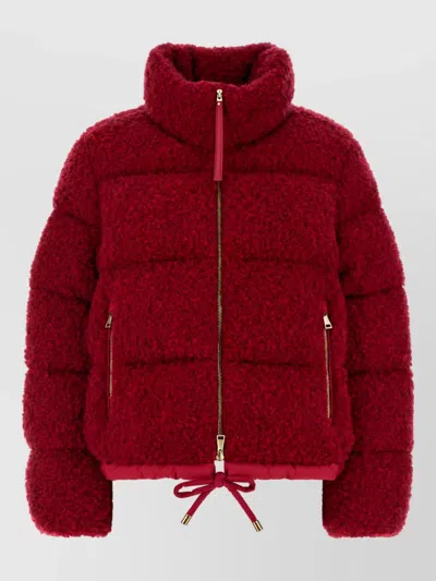 Moncler Bouclé Down Jacket In Red