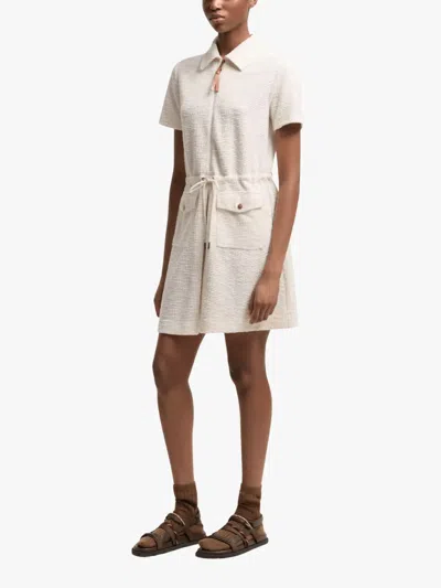 Moncler Bouclé Drawstring-waist Mini Dress In Neutral