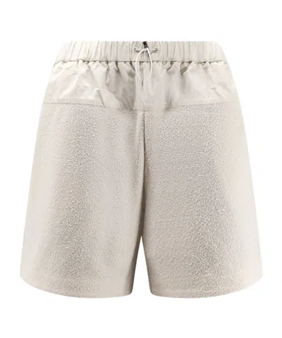 Moncler Boucle Elastic Waist Shorts In Neutral