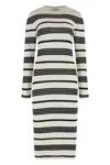 Moncler Stripe Long-sleeve Midi Dress In White