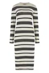Moncler Stripe Long-sleeve Midi Dress In White