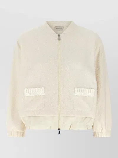 Moncler Boucle Zip-up Cardigan In Neutral