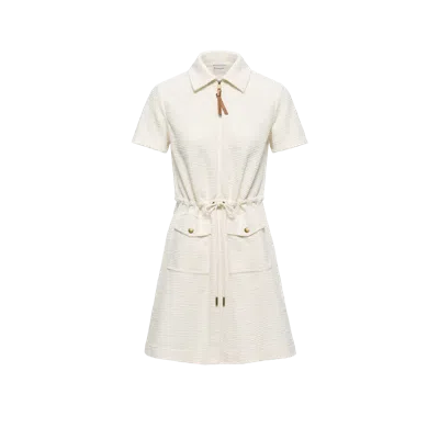 Moncler Mini-robe En Bouclé, Femme, Blanc, Taille: Xl In White