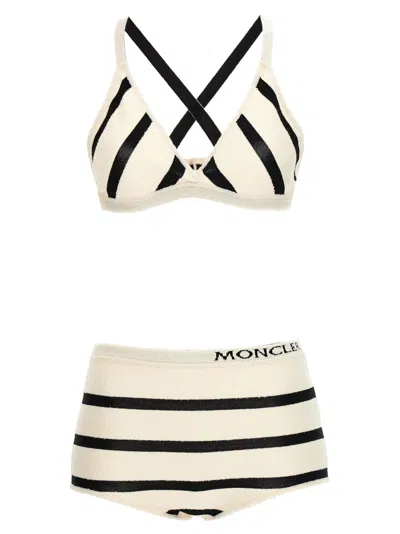 Moncler Bouclé Striped Triangle Bikini With High-waisted Design