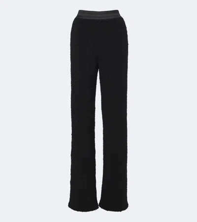Moncler Bouclé Wide-leg Pants In Blue