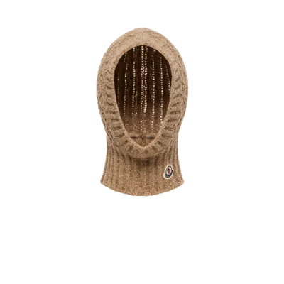 Moncler Bouclé Wool Blend Balaclava, Girls, Beige, Size: L In Brown