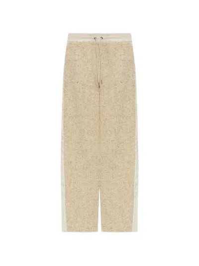 Moncler Bouclé-knit Wide-leg Trousers In Neutral