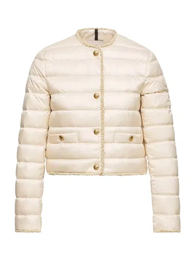 Moncler Bouclé-trimmed Down Down Jacket In Beige
