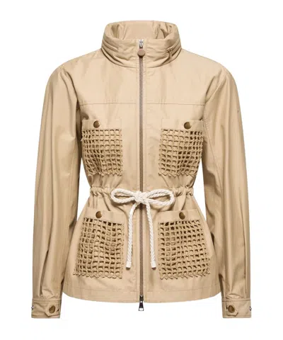 Moncler Bougain Twill Hooded Jacket In Animal Print