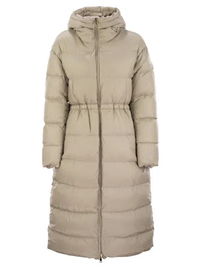 Moncler Boulogne Reversible Quilted Shell Coat In Beige