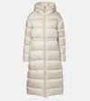 Moncler Boulogne Reversible Down Coat In Beige