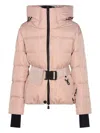 Moncler Grenoble Buckled Waist Padded Jacket In Pink