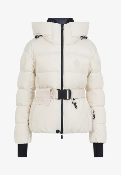 Moncler Grenoble Bouquetin Belted Hooded Ski Jacket In Neutral