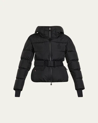 Moncler Bouquetin Hooded Down Ski Jacket In Black