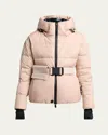 Moncler Grenoble Buckled Waist Padded Jacket In Pink