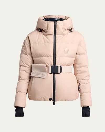 Moncler Bouquetin Hooded Down Ski Jacket In Pink